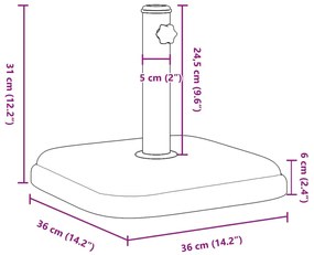 négyzet alakú napernyőtalp Ø32/35/38 mm-es rúdhoz 11 kg
