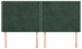 4 db sötétzöld bársony fejtámla 100x5x78/88 cm
