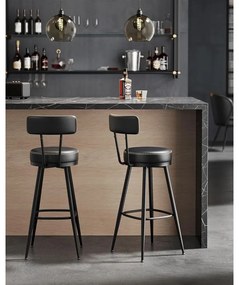 EKHO 360°-ban forgatható bárszék 2 darabos szett, 76 cm magas, tintafekete színben