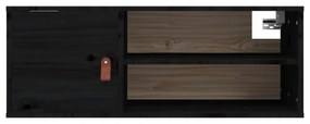 2 db fekete tömör fenyőfa faliszekrény 80 x 30 x 30 cm