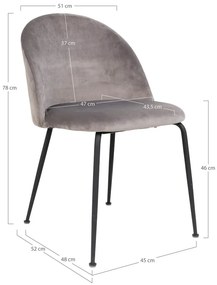 Világosszürke bársony étkezőszék szett 2 db-os Geneve – House Nordic