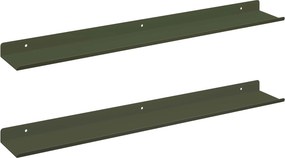 vidaXL Lebegő polc 2 pcs Olajzöld 60 x 9 x 2,5 cm Acél