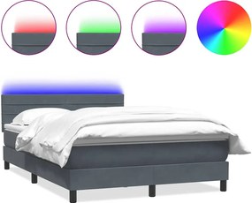 vidaXL sötétszürke bársony rugós és LED-es ágy matraccal 140x220 cm
