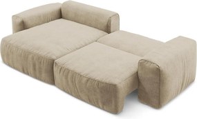 Világosbarna zsenília kinyitható sarokkanapé (bal oldali-heverő résszel) Kuki – Makamii