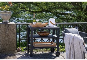 Taormina zsúrkocsi, aluminium-fahatású, fekete, 3 polc