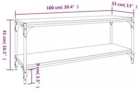 füstös tölgy színű szerelt fa és acél TV-szekrény 100x33x41 cm