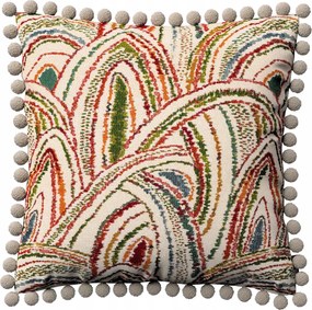 Párnahuzat 45x45 piros-zöld ívek krémszínű alapon