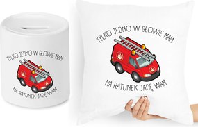 Tűzoltó Párna Szett Persely Ajándék fényképes nyomtatással