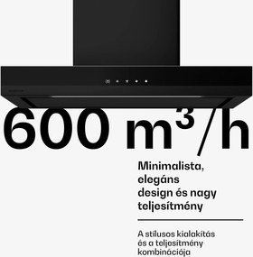 Klarstein Velaire páraelszívó, Elegáns, minimalista, nagy teljesítményű, A++ energiaosztály, 600 m³/h, 60 cm