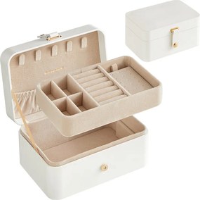 Ékszerdoboz, 2 szintes ékszertároló, 11 x 16 x 8 cm, felhőfehér