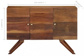 barna tömör újrahasznosított fa tálalószekrény 110 x 30 x 75 cm