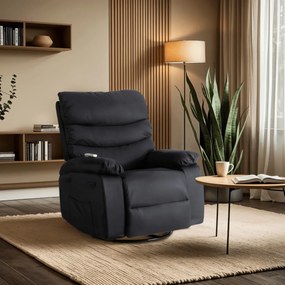 Elektromosan Vezérelhető Masszázsfunkciós Relaxfotel Fotel Fekete Színben. BRUCE