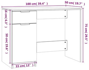 fekete szerelt fa íróasztal 100 x 50 x 75 cm