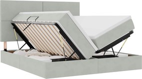 vidaXL Tárolós Ágy matracmal Világosszürke 200 x 200 cm Bársony