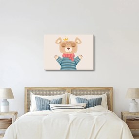 Kép - Bézs mackó koronával (70x50 cm)
