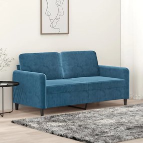 kétszemélyes kék bársony kanapé 140 cm