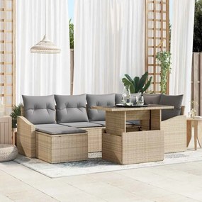 vidaXL Kerti Kanapé Szett párnával 7 pcs Beige és Világosszürke