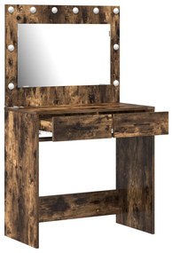 öltöztető asztal LED világítással Füstölt tölgy 78.5x41x135 cm