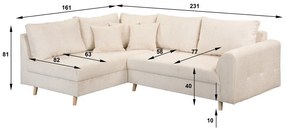 Krémszínű sarokkanapé (bal oldali) Ariella – Ropez