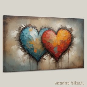 Két szív összetartozása falikép – érzelmes prémium vászonkép 60x40 cm