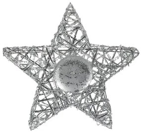 Csillag ezüst színű gyertyatartó teamécseshez, 20 x 5 x 20 cm