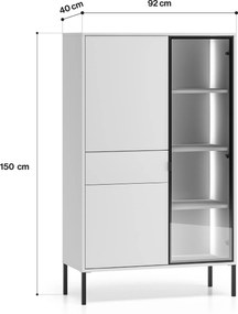 Harmona magas vitrin 92 cm fiókkal és világítással - kasmír