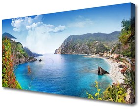 Vászonfotó Bay Mountain Sea Landscape 125x50 cm