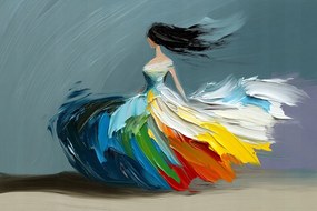 Vászonkép Canvas Figura Nő Lány Mozgás Tánc Színes 120x80