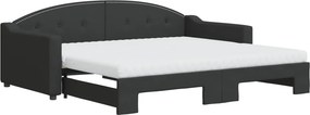 vidaXL fekete kihúzható szövet heverő matracokkal 90 x 190 cm