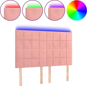 vidaXL rózsaszín bársony LED-es fejtámla 144x5x118/128 cm