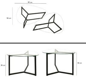 Bellisimo Black dohányzóasztal szett, 2 db