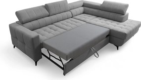 Nardo L sarokkanapé ágyfunkcióval jobb oldali - szürke plüss Pretty 17