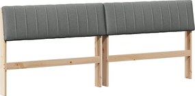 vidaXL Kárpitozott fejtámla Sötétszürke 200 cm Tömör fenyőfa