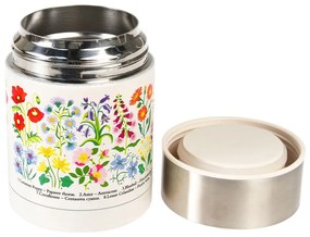 Krémszínű-ezüstszínű ételtartó gyerek termosz 450 ml Wild Flowers – Rex London