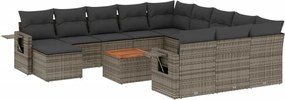 vidaXL 13 részes szürke polyrattan kerti ülőgarnitúra párnákkal