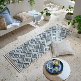 Sárga-kék kültéri-beltéri szőnyeg 80x230 cm Zia Trellis – Flair Rugs