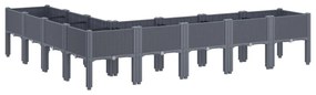 vidaXL kékszürke PP rácsos kerti ültetőláda 200 x 160 x 42 cm