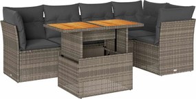 vidaXL 6 részes szürke polyrattan kerti ülőgarnitúra párnákkal