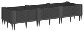 vidaXL fekete polipropilén kerti virágláda cövekekkel 125x40x28,5 cm