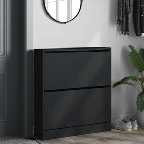 fekete szerelt fa cipőszekrény 80 x 21x 87,5 cm