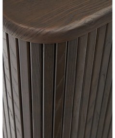 Sötétbarna alacsony komód tolóajtóval, kőrisfa dekorral 180x75 cm Mailen – Kave Home