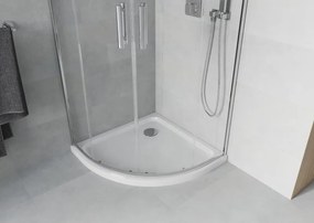 Mexen Rio félkör alakú zuhanykabin 80 x 80 cm, átlátszó, króm + Flat zuhanytálca, fehér - 863-080-080-01-00-4110