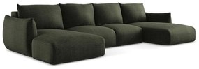 Zöld kinyitható sarokkanapé (U alakú) Leila – Makamii