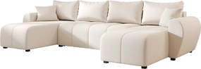 Kihúzható, kétoldalas U alakú kanapé SEVIO 311x145 cm, krémszínű + 2 párna AJÁNDÉKBA