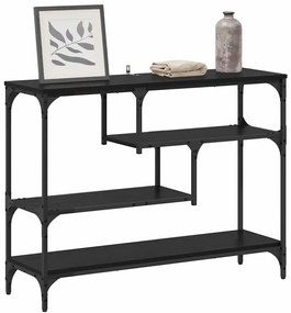 Konzolasztal polcokkal Musta tammi 100 x 30 x 75 cm Faanyag