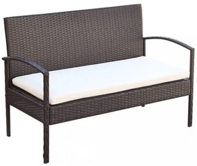 4-részes barna polyrattan kerti bútorszett párnákkal