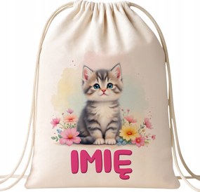 Pamut hátizsák Személyre szabott Cica Kisállat Aranyos Gyerekek