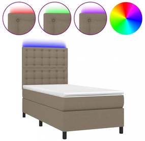 tópszínű szövet rugós és LED-es ágy matraccal 80 x 200 cm