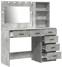 2 db-os Öltöztető Asztal Szett LED-del Beton Szürke Mérnöki Fa