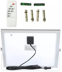 LED állítható fényerejű napelemes reflektor 16W, 4000K, IP65, DO-val